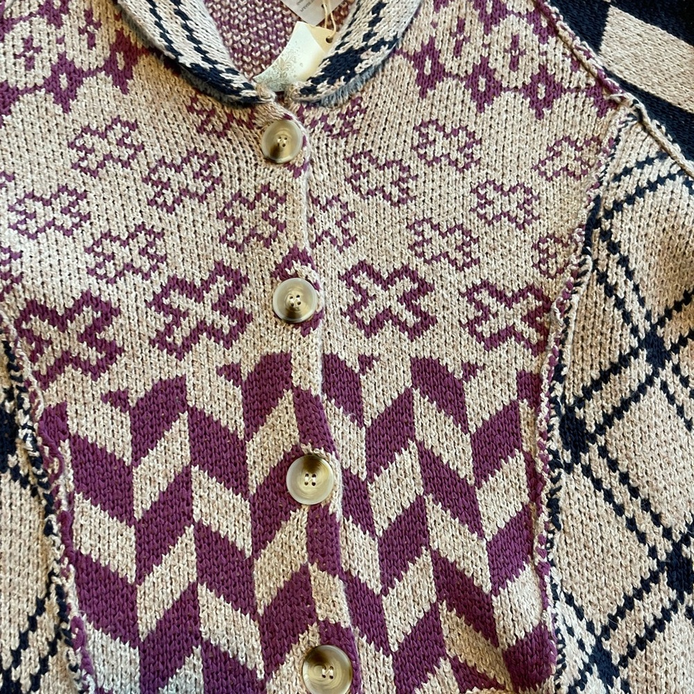 Geometric Patterned Button-Up Sweater NWT - image 9